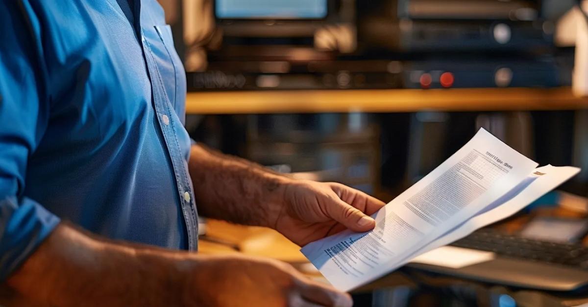 A person looking at a document sent through one of the top online fax services
