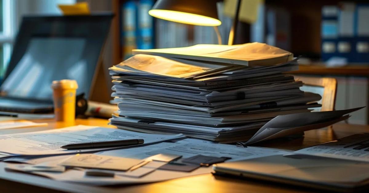 A bunch of papers stacked on top of a wooden desk, indicating what does a request for proposal do for small businesses.